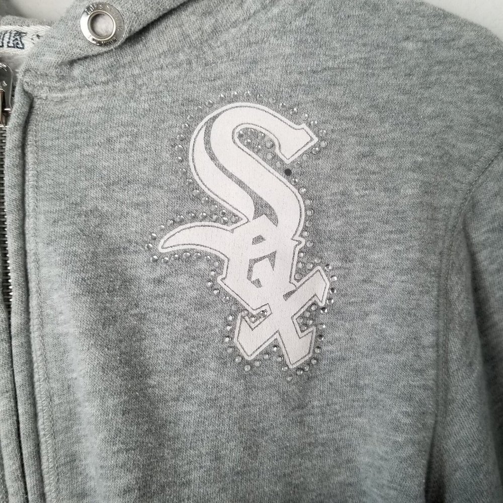 Pink Victoria’s Secret Gray White Sox Baseball Full Zip Hoodie Large - Picture 11 of 14